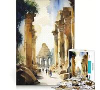 Puzzle per ragazzi da 1000 pezzi: Tempio di Karnak Egitto giochi educativi decorazione murale con poster e foglio di curiosità abbinati 50x75cm