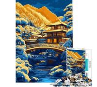 Puzzle per ragazzi da 1000 pezzi tempio giapponese in paesaggio invernale Puzzle rilassante ideale per passare il tempo durante le vacanze o come regalo (dimensioni 38x52cm)