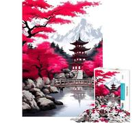 Puzzle per ragazzi da 1000 pezzi templi giapponesi inchiostro lavato giocattolo antistress decorazione per la casa gioco educativo per tutta la famiglia (75x50cm)