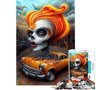Puzzle per ragazzi da 1000 pezzi Teschio Donna e Auto︰ L'Anima della Macchina Sfida Educativa Decorazione Artistica per la Casa Gioco Educativo per ragazzi dai 14 anni in su (38x52cm)