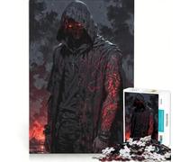 Puzzle per ragazzi da 1000 pezzi: Teschio maledetto mietitore con tatuaggi rossi, giochi per famiglie, decorazione perfetta, collezione d'artista, belle arti 50x75cm