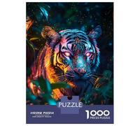 Puzzle Per Ragazzi Da 1000 Pezzi Tiger in Neon Jungle Puzzle Giochi Rilassanti Difficili Divertenti Attività A Casa, 38x26cm/1000pcs