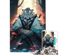 Puzzle per ragazzi da 1000 pezzi Tigre Bianca Samurai gioco per famiglie giocattolo avvincente per coltivare la pazienza ottimo regalo per chi ama giocare e migliorare la memoria (dimensioni 38x52cm)