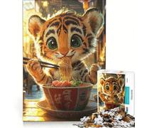 Puzzle per ragazzi da 1000 pezzi: Tigre che mangia ramen gioco rompicapo impegnativo da completare ideale come regalo per tutta la famiglia 38x52cm