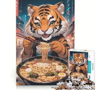 Puzzle per ragazzi da 1000 pezzi: Tigre che mangia ramen gioco rompicapo impegnativo da completare ideale come regalo per tutta la famiglia 50x75cm
