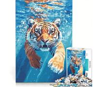 Puzzle per ragazzi da 1000 pezzi: Tigre che nuota sott'acqua gioco rompicapo impegnativo da completare ideale come regalo per tutta la famiglia 50x75cm