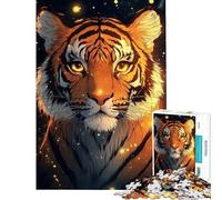 Puzzle per ragazzi da 1000 pezzi "Tigre nella notte" puzzle illuminato per adulti gioco rompicapo decorazione da parete regalo di Natale e compleanno (dimensioni 50x75cm)