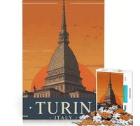 Puzzle per ragazzi da 1000 pezzi Torino Italia poster di viaggio con monumenti giocattolo antistress gara di velocità manuale per migliorare l'amore tra le coppie 50x75cm