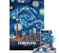 Puzzle per ragazzi da 1000 pezzi Toronto Canada stile Notte stellata puzzle artistico per adulti giochi rilassanti per divertimento in famiglia compleanno Natale (dimensioni 38x26cm)