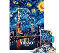 Puzzle per ragazzi da 1000 pezzi Torre di Tokyo Notte stellata Puzzle artistico per adulti Gioco pratico Un'opera d'arte Interazione genitore-figlio (dimensioni 38x52cm)