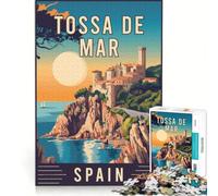 Puzzle per ragazzi da 1000 pezzi "Tossa De Mar in Spagna", gioco per famiglie, attività divertenti da fare a casa, regalo di compleanno, regalo di viaggio 38x52cm