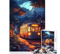Puzzle per ragazzi da 1000 pezzi: Tram notturno in una città giapponese Gioco pratico per tutta la famiglia decorazione per la casa regalo di Natale e compleanno (50x75cm)