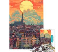 Puzzle per ragazzi da 1000 pezzi tramonto a Bruxelles Belgio Difficile e stimolante regalo di compleanno gioco educativo per ragazzi dai 14 anni in su 50x75cm