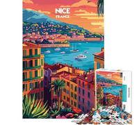 Puzzle per ragazzi da 1000 pezzi tramonto a Nizza Puzzle per adulti rompicapo gioco per migliorare la memoria ridurre lo stress regalo (dimensioni 50x75cm)