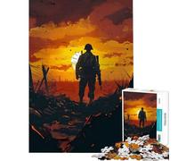 Puzzle per ragazzi da 1000 pezzi Tramonto Campo di battaglia Gioco impegnativo Gioco impossibile Adatto a coppie Regalo di compleanno (Dimensioni 38x52cm)