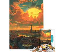 Puzzle per ragazzi da 1000 pezzi tramonto Copenaghen Danimarca Gioco avvincente per coltivare la pazienza adatto a tutta la famiglia e alle coppie un regalo perfetto (Dimensioni 38x26cm)
