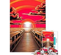 Puzzle per ragazzi da 1000 pezzi tramonto sereno sul molo Difficile e stimolante analisi e logica Giocattolo decorativo per la casa adatto a ragazzi dai 14 anni in su (38x26cm)