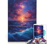 Puzzle per ragazzi da 1000 pezzi tramonto stellato sul mare gioco divertente antistress interessante ogni pezzo è unico 50x75cm