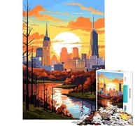 Puzzle per ragazzi da 1000 pezzi tramonto su una città giocattolo educativo rilassante sfida impegnativa regalo di compleanno (dimensioni 75x50cm)