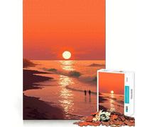 Puzzle per ragazzi da 1000 pezzi,tramonto sulla spiaggia,pixel art,pezzi ben definiti,gioco intelligente,regalo,gioco per il tempo libero,scena natalizia (50x75cm)