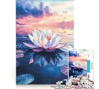 Puzzle per ragazzi da 1000 pezzi tramonto tranquillo con ninfee gioco per famiglie attività divertenti da fare a casa per rafforzare l'amore tra le coppie 38x26cm