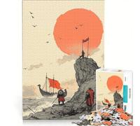 Puzzle per ragazzi da 1000 pezzi tramonto vichingo gioco rilassante difficile e stimolante ogni pezzo è unico 50x75cm