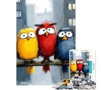 Puzzle per ragazzi da 1000 pezzi "Tre uccelli in un giorno di pioggia" - Difficile e stimolante - Antistress - Gioco rompicapo per ragazzi dai 14 anni in su (38x52cm)