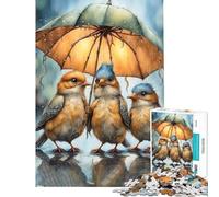 Puzzle per ragazzi da 1000 pezzi "Tre uccelli sotto l'ombrello" gioco per famiglie giocattolo avvincente per coltivare la pazienza ottimo regalo per chi ama giocare e migliorare la memoria (38x52cm)