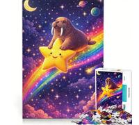 Puzzle per ragazzi da 1000 pezzi: Tricheco a cavallo di una stella cadente gioco rilassante difficile e stimolante ogni pezzo è unico 50x75cm