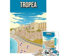 Puzzle per ragazzi da 1000 pezzi Tropea Minimal Retro Italy Travel Poster Giocattolo educativo Gioco per tutta la famiglia Regalo per donne e uomini (Dimensioni 38x52cm)