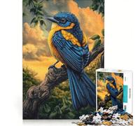 Puzzle per ragazzi da 1000 pezzi: uccellino blu e giallo su un ramo, gioco rompicapo, impegnativo da completare, ideale come regalo per tutta la famiglia 50x75cm