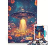 Puzzle per ragazzi da 1000 pezzi: UFO su un campo di fiori gioco rompicapo impegnativo da completare regalo per amici e familiari 50x75cm
