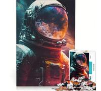 Puzzle per ragazzi da 1000 pezzi: un astronauta osserva il mondo, gioco interattivo, ideale per passare il tempo durante le vacanze, con poster e foglio di curiosità abbinati, 38x26cm