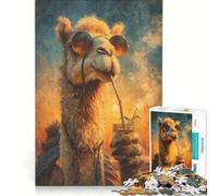 Puzzle per ragazzi da 1000 pezzi: un cammello che sorseggia una bevanda alla spa, un giocattolo educativo per tutta la famiglia, ideale per rafforzare il legame di coppia 38x26cm