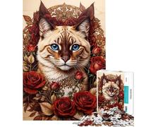 Puzzle per ragazzi da 1000 pezzi: Un gatto in trono tra le rose Un gioco pratico divertente e umoristico ideale come regalo antistress (dimensioni 38x26cm)