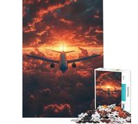 Puzzle per ragazzi da 1000 pezzi un jet che solca i cieli al tramonto Attività divertenti da fare a casa migliora la memoria gioco educativo per ragazzi dai 14 anni in su (50x75cm)