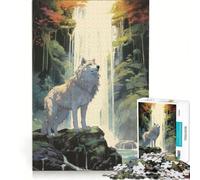 Puzzle per ragazzi da 1000 pezzi "Un lupo alla cascata", gioco educativo, migliora la memoria, gioco stimolante, idea regalo 38x26cm