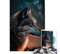 Puzzle per ragazzi da 1000 pezzi "Un lupo nel cielo stellato" una sfida impegnativa per il divertimento in famiglia un giocattolo antistress per ragazzi dai 14 anni in su (38x52cm)