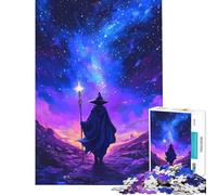 Puzzle per ragazzi da 1000 pezzi un mago che cammina sotto un cielo stellato con un bastone luminoso Un puzzle difficile e stimolante da appendere al muro un gioco per famiglie dai 14 anni in su