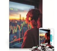 Puzzle per ragazzi da 1000 pezzi: Un trader che osserva i dati e l'alba, gioco impossibile, sfida difficile, compleanno 50x75cm