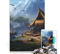 Puzzle per ragazzi da 1000 pezzi: Una casa in un mondo fantastico, decorazione da parete, per divertimento in famiglia, regalo di compleanno, regalo di viaggio 38x26cm