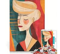 Puzzle per ragazzi da 1000 pezzi Una donna bionda felice, gioco impossibile, sfida difficile, compleanno e altre occasioni 38x26cm