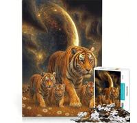 Puzzle per ragazzi da 1000 pezzi: Una famiglia di tigri nell'universo, gioco impossibile, sfida difficile, compleanno e altre occasioni 38x26cm