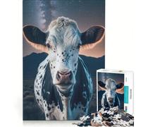 Puzzle per ragazzi da 1000 pezzi Una mucca e le stelle, gioco impossibile, sfida difficile, compleanno e altre occasioni 38x52cm