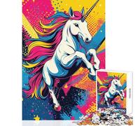 Puzzle per ragazzi da 1000 pezzi unicorno arcobaleno pop art gioco rompicapo taglio di precisione giocattolo fai da te regalo di Natale e compleanno (50x75cm)