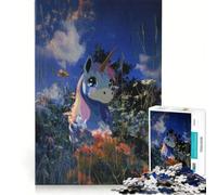 Puzzle per ragazzi da 1000 pezzi: Unicorno in un campo di fiori gioco pratico difficile e stimolante cerca un gioco impegnativo 38x26cm
