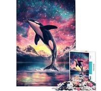 Puzzle per ragazzi da 1000 pezzi un'orca che salta tra le stelle Attività divertenti da fare in casa Decorazione perfetta Gioco rompicapo per ragazzi dai 14 anni in su 50x75cm