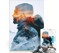 Puzzle per ragazzi da 1000 pezzi Uomo di montagna doppia esposizione antistress difficile adatto come decorazione da scrivania 50x75cm