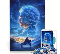 Puzzle per ragazzi da 1000 pezzi Uomo tra le nuvole con pianoforte giocattolo antistress difficile adatto come decorazione da scrivania 38x52cm
