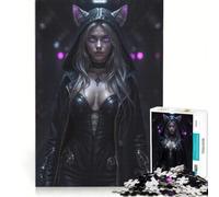 Puzzle per ragazzi da 1000 pezzi Urban Huntress︰ La ragazza gatto cibernetica giochi rilassanti difficili e stimolanti ogni pezzo è unico 38x26cm